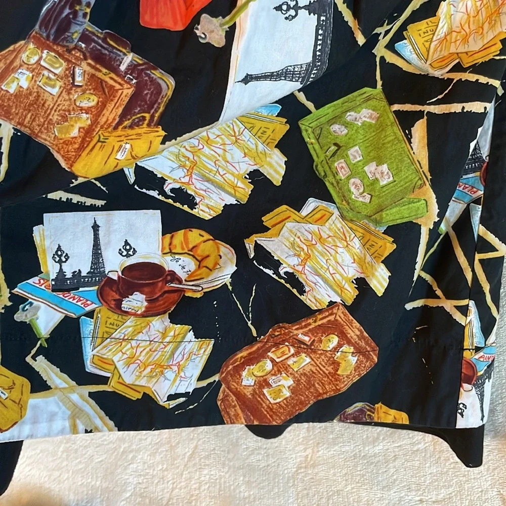 Diane Von Furstenberg Caranita Paris Themed Printed Pleated Skirt‎ size 2